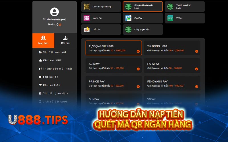 Huong dan nap tien quet ma QR ngan hang